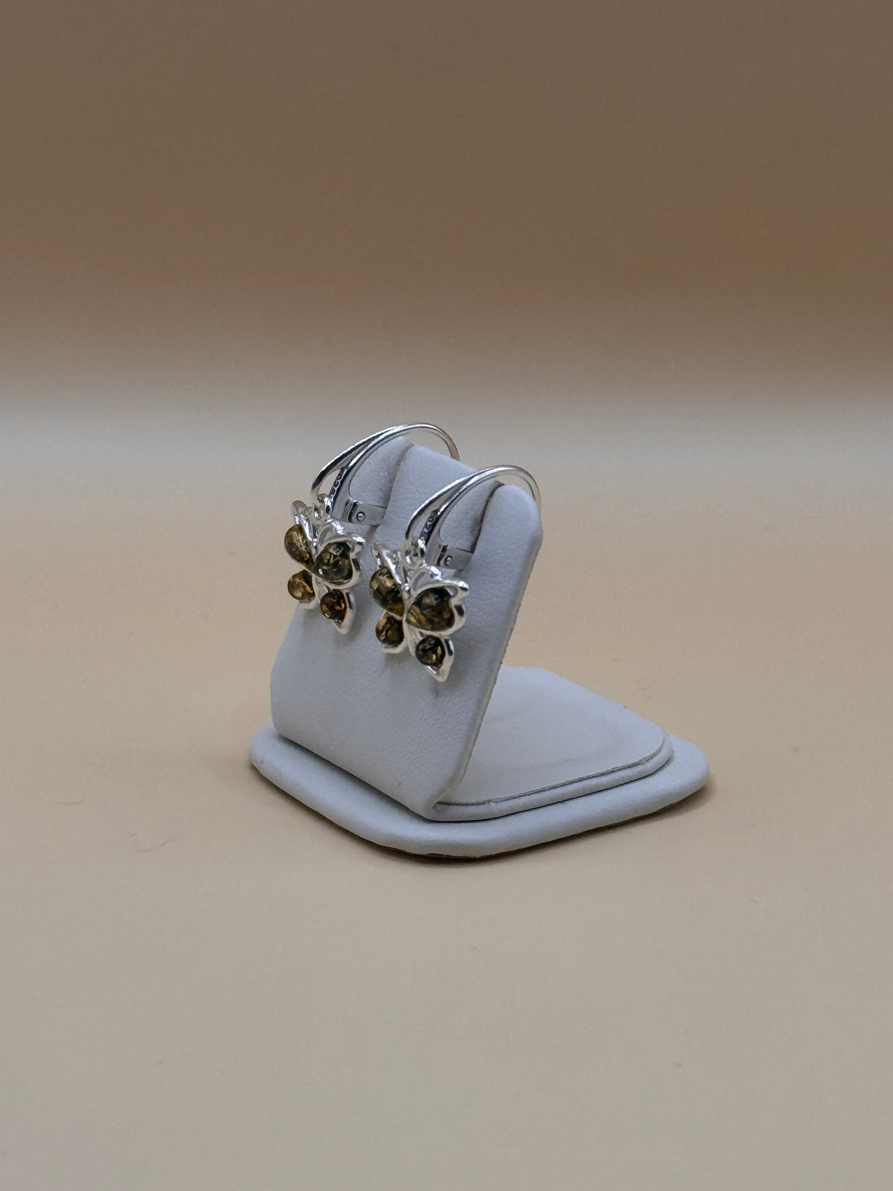 Kolczyki srebrne z bursztynem (motylki)