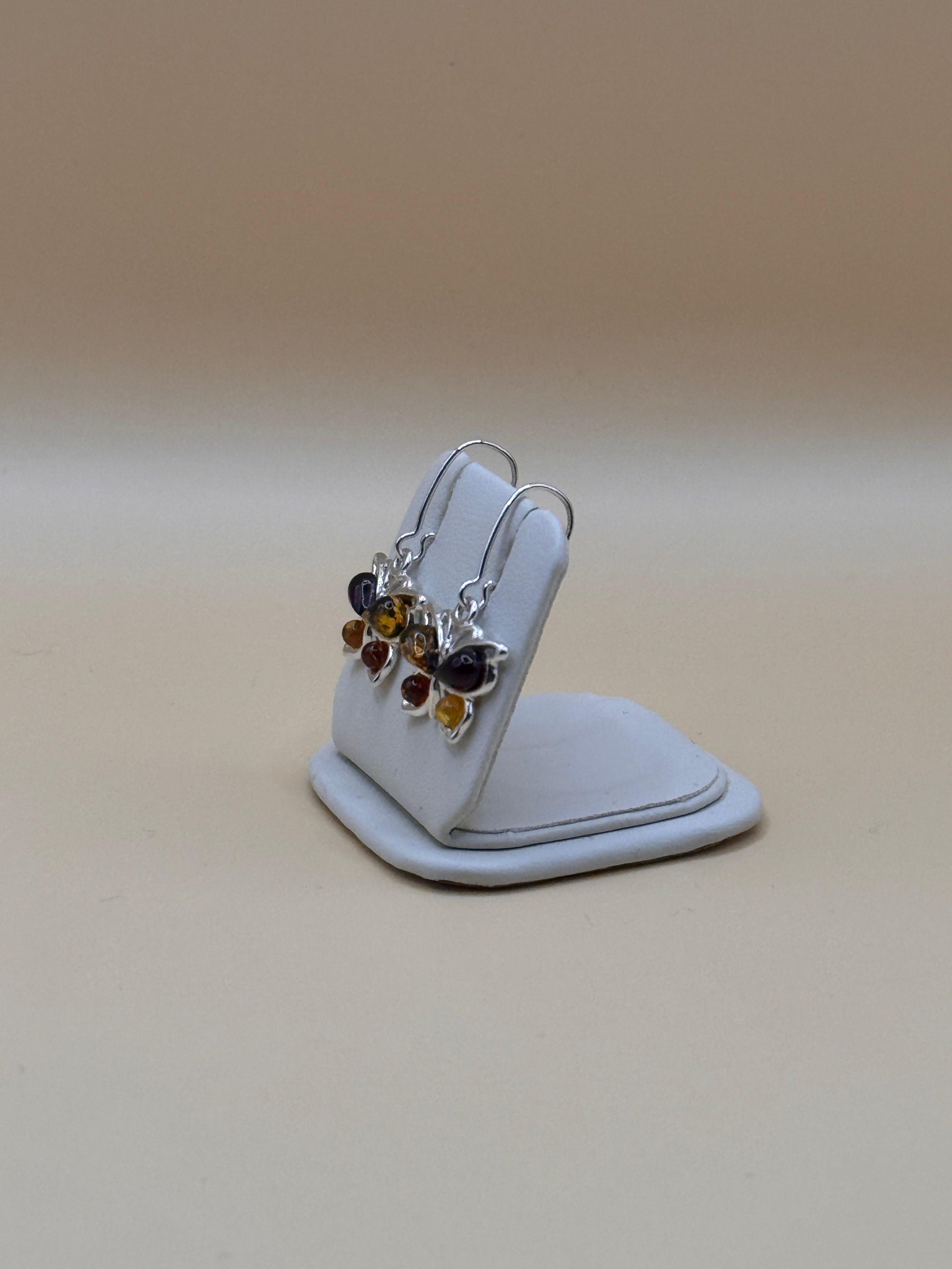 Kolczyki srebrne z bursztynem (motylki)