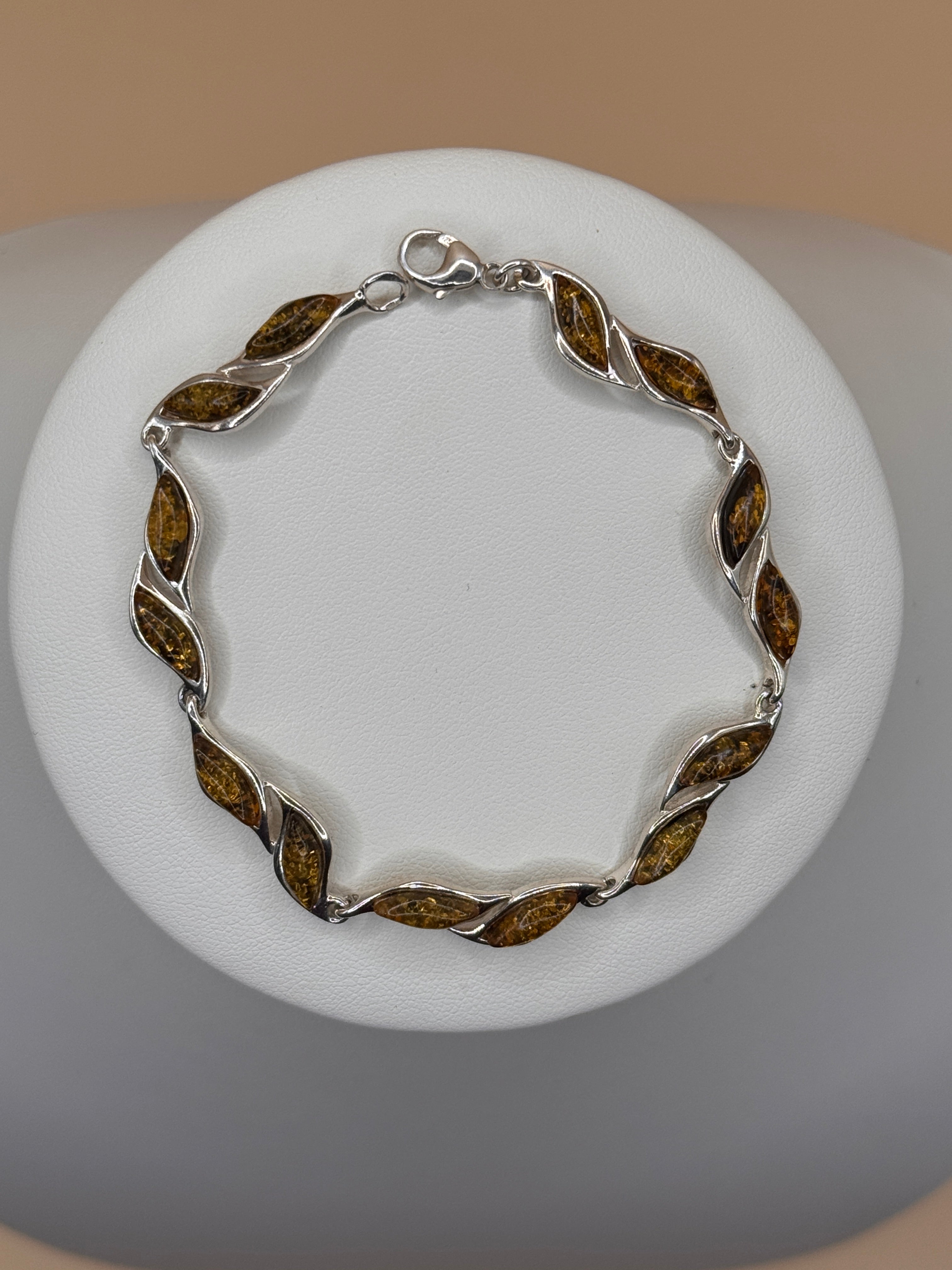 Bransoletka srebrna z bursztynem (eska)